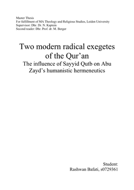 Two Modern Radical Exegetes of the Qur'an