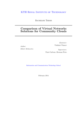 Comparison of Virtual Networks Solutions for Community Clouds