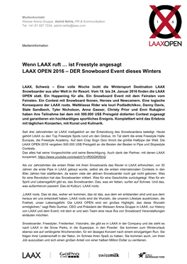 Ist Freestyle Angesagt LAAX OPEN 2016 – DER Snowboard Event Dieses Winters