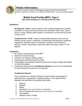 Hot Dog Cart Guidelines