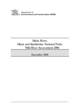 Maria River, Maria and Kumbatine National Parks Wild River Assessment 2006