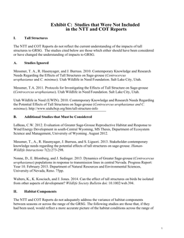 Exhibit C: Studies That Were Not Included in the NTT and COT Reports