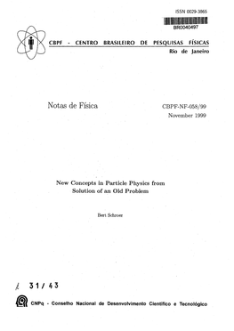 Notas De Fisica CBPF-NF-058/99 November 1999