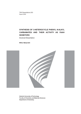 SYNTHESIS of 3-HETEROCYCLE PHENYL N-ALKYL CARBAMATES and THEIR ACTIVITY AS FAAH INHIBITORS Doctoral Dissertation