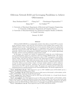 Oblivious Network RAM and Leveraging Parallelism to Achieve Obliviousness