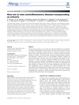 How Not to Miss Autoinflammatory Diseases Masquerading As Urticaria