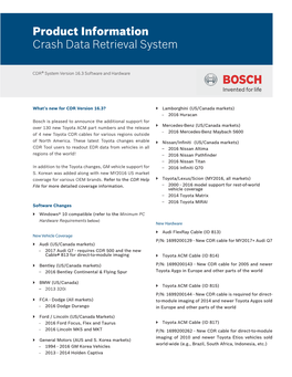 Product Information Crash Data Retrieval System