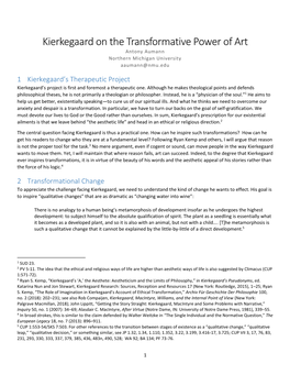 Kierkegaard on the Transformative Power of Art Antony Aumann Northern Michigan University Aaumann@Nmu.Edu