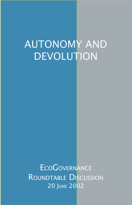 Autonomy and Devolution