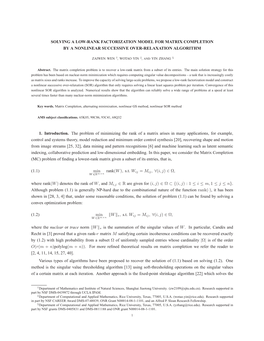 Solving a Low-Rank Factorization Model for Matrix Completion by a Nonlinear Successive Over-Relaxation Algorithm