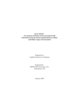 Up in Smoke: an Analysis of Future Costs Associated with Electricity from the Turk Coal-Fired Power Plant and Other Types of Generation