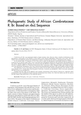 Phylogenetic Study of African Combretaceae R. Br. Based on /.../ A