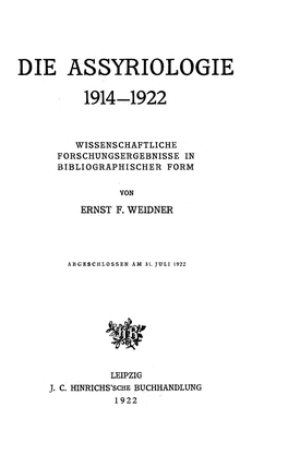 Die Assyriologie 1914-1922