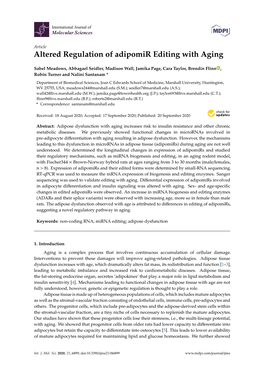 Altered Regulation of Adipomir Editing with Aging