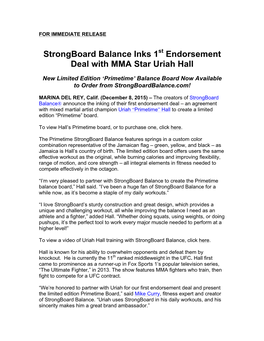 Strongboard Balance Inks 1 Endorsement Deal with MMA Star