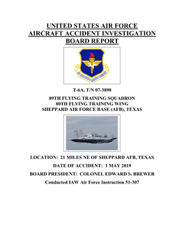 United States Air Force Aircraft Accident Investigation Board Report