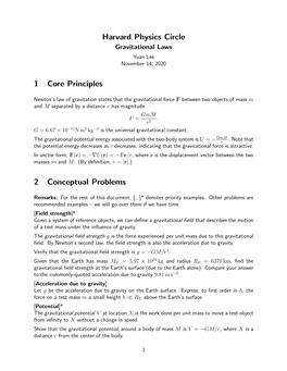 Harvard Physics Circle 1 Core Principles 2 Conceptual Problems