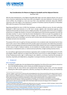 Key Considerations for Returns to Nagorno-Karabakh and the Adjacent Districts November 2020