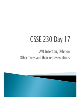 AVL Insertion, Deletion Other Trees and Their Representations