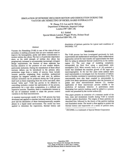 Simulation of Intrinsic Inclusion Motion and Dissolution During the Vacuum Arc Remelting of Nickel Based Superalloys W