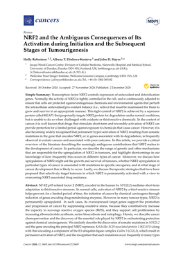 NRF2 and the Ambiguous Consequences of Its Activation During Initiation and the Subsequent Stages of Tumourigenesis