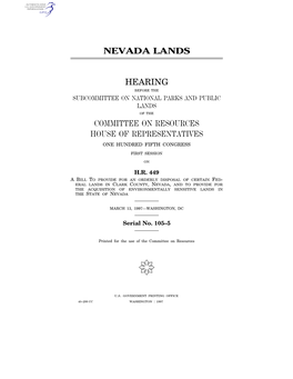 Nevada Lands Hearing Committee on Resources