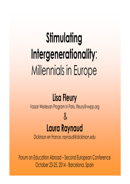 Stimulating Intergenerationality: Millennials in Europe