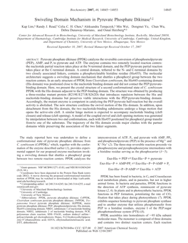 Swiveling Domain Mechanism in Pyruvate Phosphate Dikinase†,‡ Kap Lim,§ Randy J