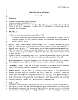 E60 Sodium Lauryl Sulfate 3 Revision Stage 2 4 5 Definition