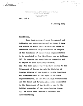 9 January 19614. Excellency, Upon Instructions from My Government and Following Our Conversation Earlier Today I Have the Honour