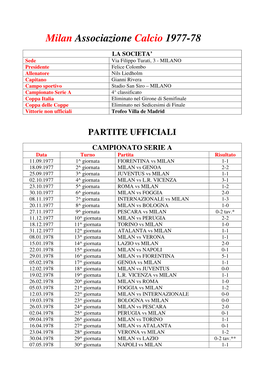 Milan Associazione Calcio 1977-78