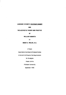 Laurence Sterne's Tristram Shandy and the Aesthetic Theory And