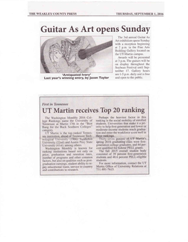 Guitar As Art Opens Sunday the 3Rd Annual Guitar As Art Exhibition Opens Sunday with a Reception Beginning at 2 P.M