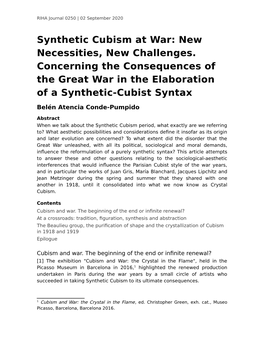 Synthetic Cubism at War: New Necessities, New Challenges
