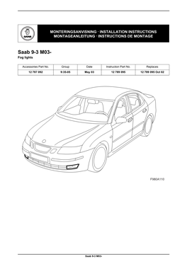 Saab 9-3 M03- Fog Lights