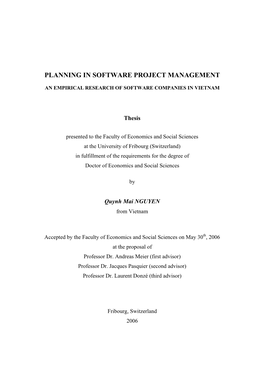 Planning in Software Project Management