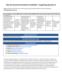 Was the American Revolution Avoidable? - Supporting Question 4