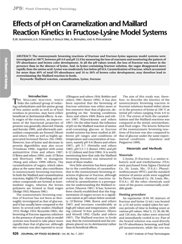 Effects of Ph on Caramelization and Maillard Reaction Kinetics in Fructose-Lysine Model Systems E.H