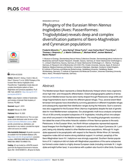 Phylogeny of the Eurasian Wren Nannus Troglodytes