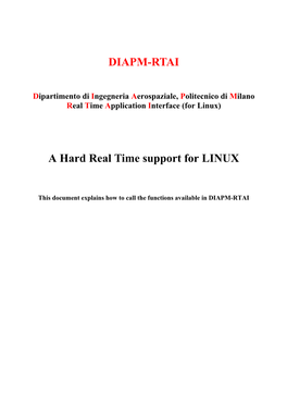 DIAPM-RTAI a Hard Real Time Support for LINUX