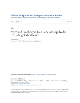 Myth and Prophecy in Juan Ginés De Sepúlveda's Crusading