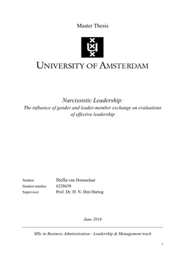 Narcissistic Leadership: the Influence of Gender and Leader-Member Exchange on Evaluations of Effective Leadership