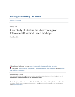 Case Study Illustrating the Shortcomings of International Criminal Law: Chechnya Stacie Powderly