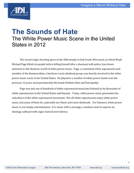 The Sounds of Hate: the White Power Music Scene in the United