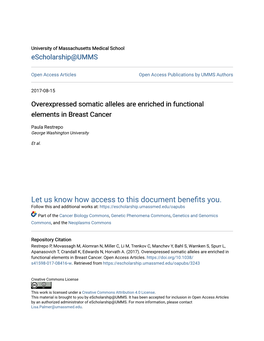 Overexpressed Somatic Alleles Are Enriched in Functional Elements in Breast Cancer