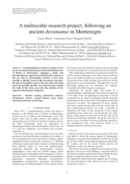 A Multiscalar Research Project, Following an Ancient Decumanus in Montenegro