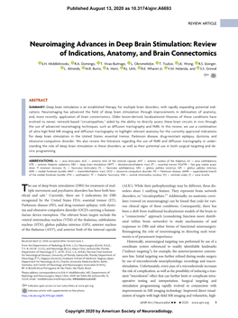 Neuroimaging Advances in Deep Brain Stimulation: Review of Indications, Anatomy, and Brain Connectomics