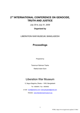 Liberation War Museum Organized the First International Conference On