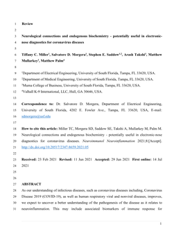 Review Neurological Connections and Endogenous Biochemistry