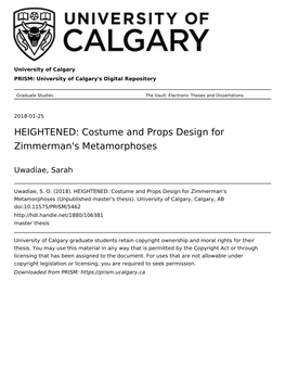 Costume and Props Design for Zimmerman's Metamorphoses